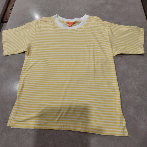 JOE FRESH Women's 100% Cotton Yellow/White Stripes Short Sleeves T-Shirt - S/P - Picture 4 of 9